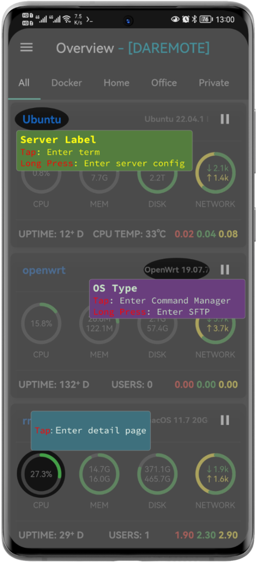 command set, sftp and term emulator